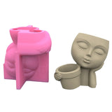 R3MC Creative Human Face Doll Silicone Mold for DIY Home Garden Flower Pots