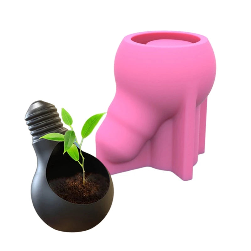 R3MC Light Bulb Succulent Silicone Mold Flower Pot Handicraft