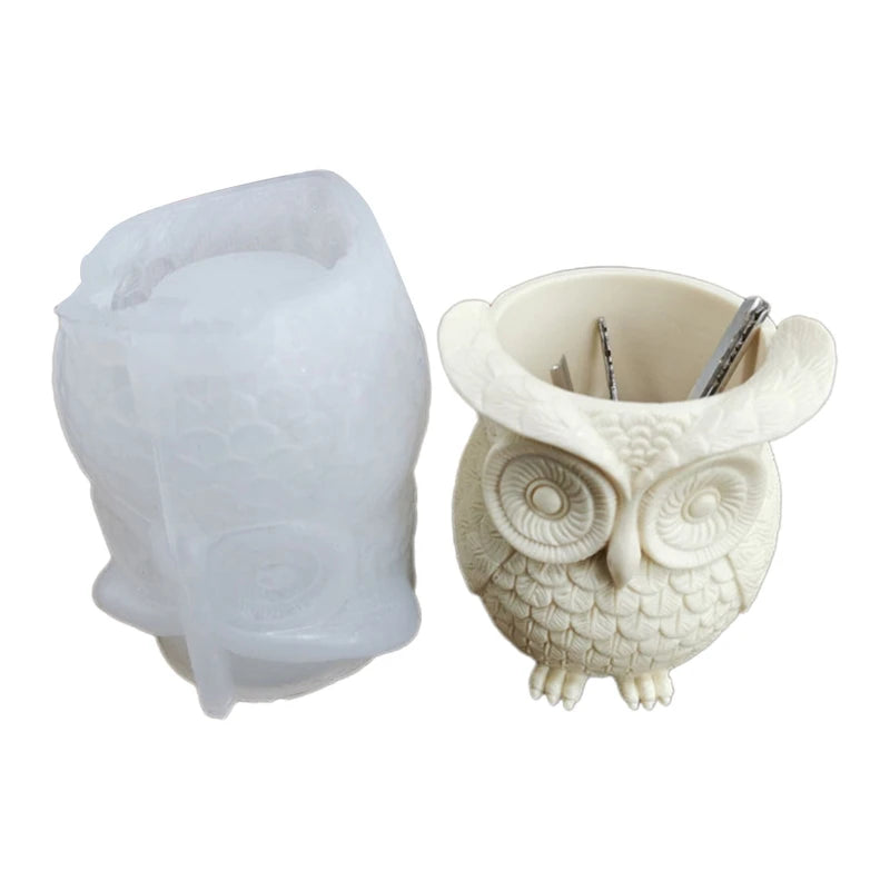 Owl Shape Succulent Plant Pot Pen Holder Silicone Mold DIY Craft