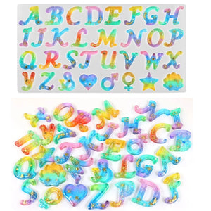 Heart Star Alphabet Crystal Epoxy Mold Capital Letter M Mirror Pendant DIY