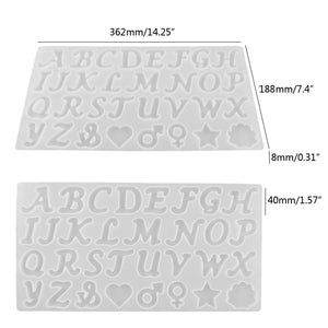 Heart Star Alphabet Crystal Epoxy Mold Capital Letter M Mirror Pendant DIY