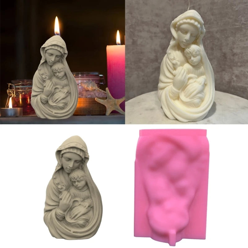 Large Silicone Mary Embrace Mold Mythical Figure Epoxy Resin Mold Home Decor