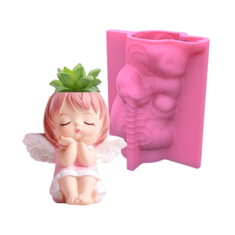 R3MC Makeup Brush Holder Organizer Mold Flower Planter Pot Molds