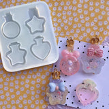 Perfume Bottle Silicone Mold for DIY Resin Shaker Pendant Keychain