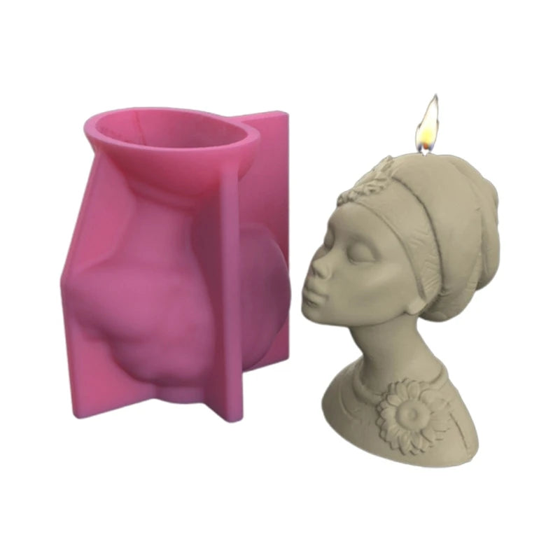 Silicone Human-Head Candle Mould Art Body Plaster Resin Soap Mold