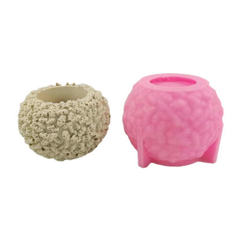 R3MC Skull Silicone Flower Pot Mold for DIY Making