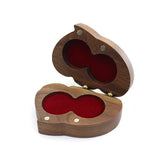 Double Heart-Shaped Walnut Ring Box for Wedding Ceremony