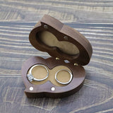 Double Heart-Shaped Walnut Ring Box for Wedding Ceremony