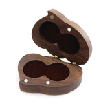 Double Heart-Shaped Walnut Ring Box for Wedding Ceremony