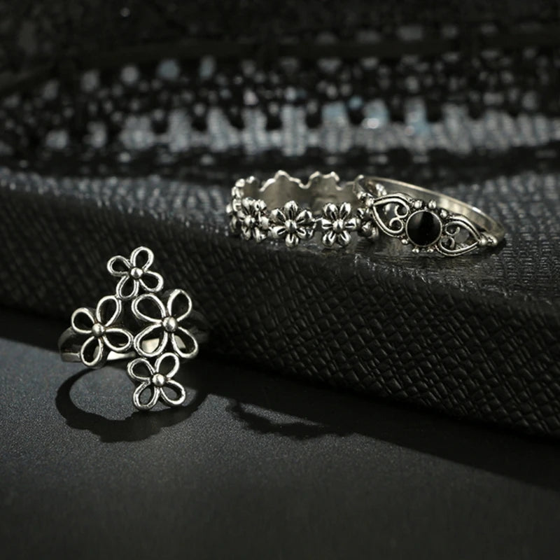 14 pcs/Set Knuckle Ring Floral Punk Boho Vintage Jewelry Women Men