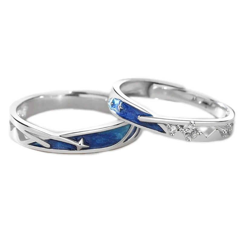 Meteoric Star Lover Couple Rings Matching Set Wedding Bands