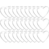 60 Transparent Acrylic Heart Keychains Set for DIY Crafts Jewelry Making