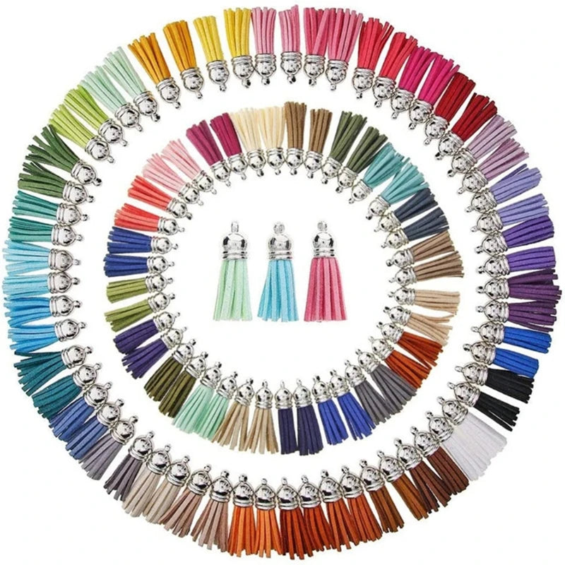 R58E Leather Tassel Pendants Faux Suede Tassel Keychain DIY Accessories