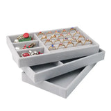 R58E Stackable Velvet Jewelry Trays Organizer Set