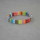 Rainbow Enamel Love Elastic Bracelet
