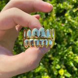 RACHELZ 14K Plated Fangs Teeth Grillz Hip Hop Tooth Caps Dental Grills