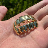 RACHELZ 14K Plated Fangs Teeth Grillz Hip Hop Tooth Caps Dental Grills