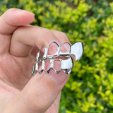 RACHELZ 14K Plated Teeth Grillz Hip Hop Hollow Fangs Punk Dental Grills