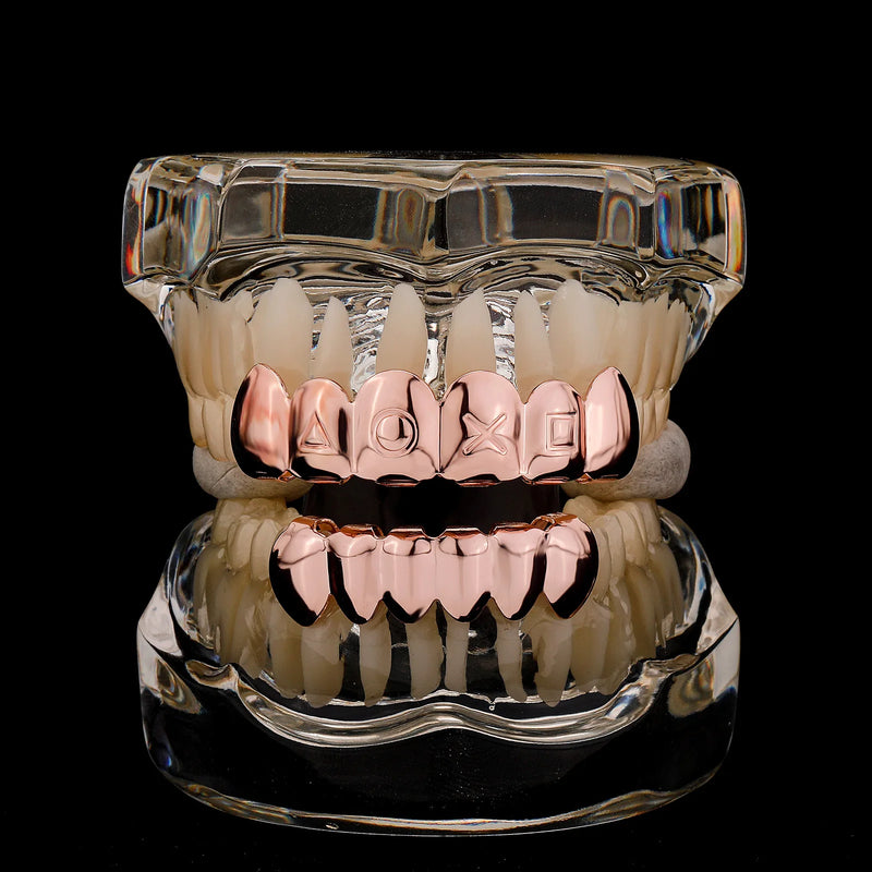 RACHELZ Hip Hop 6/6 Sm Symbol Grillz 14K Plated Dental Grills