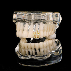 RACHELZ Hip Hop Cross Grillz 14K Plated Tooth Caps