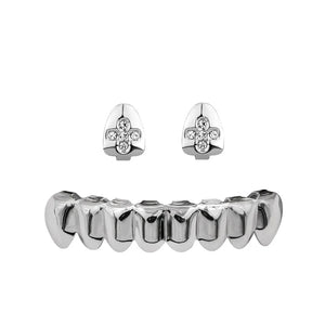 Hip Hop DIY Zircon Teeth Grillz Fangs Dental Grills 14K Plated Tooth Caps