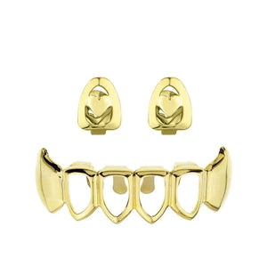 Hip Hop DIY Zircon Teeth Grillz Fangs Dental Grills 14K Plated Tooth Caps