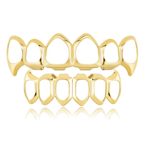 RACHELZ Hip Hop Plated Hollow Teeth Grillz Fangs Tooth Caps Decor Dental Grills