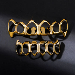 RACHELZ Hip Hop Plated Hollow Teeth Grillz Fangs Tooth Caps Decor Dental Grills