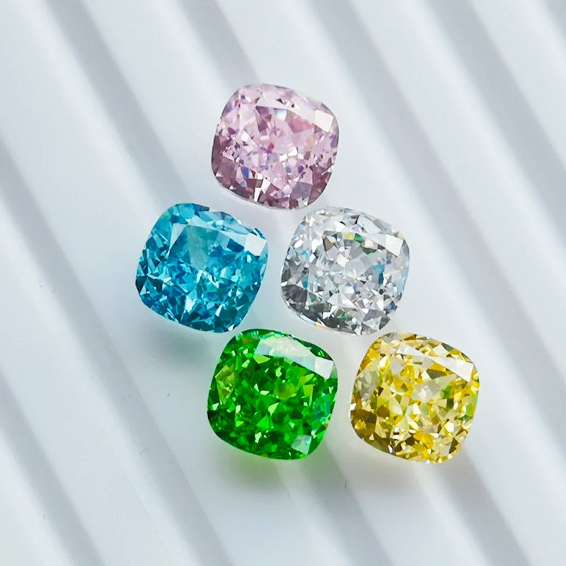 8X8mm Radiant Cut Pink Green Yellow Square Created Beads