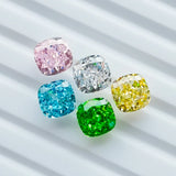 8X8mm Radiant Cut Pink Green Yellow Square Created Beads