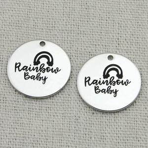 RAINBOW BABY Charm Engraved Disc Pendant 5Pcs/Lot #LN172
