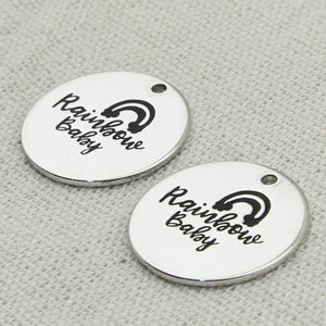 RAINBOW BABY Charm Engraved Disc Pendant 5Pcs/Lot #LN172