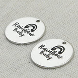 RAINBOW BABY Charm Engraved Disc Pendant 5Pcs/Lot #LN172