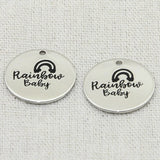 RAINBOW BABY Charm Engraved Disc Pendant 5Pcs/Lot #LN172