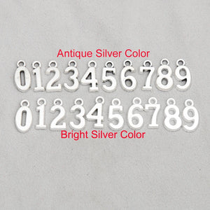 10bags Vintage Alloy 0-9 Number Charms, 10pcs per bag, AAC714