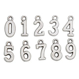 10bags Vintage Alloy 0-9 Number Charms, 10pcs per bag, AAC714