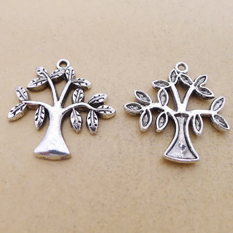 10pcs Antique Silver Wish Tree Alloy Pendant Charms 31*33mm AAC305