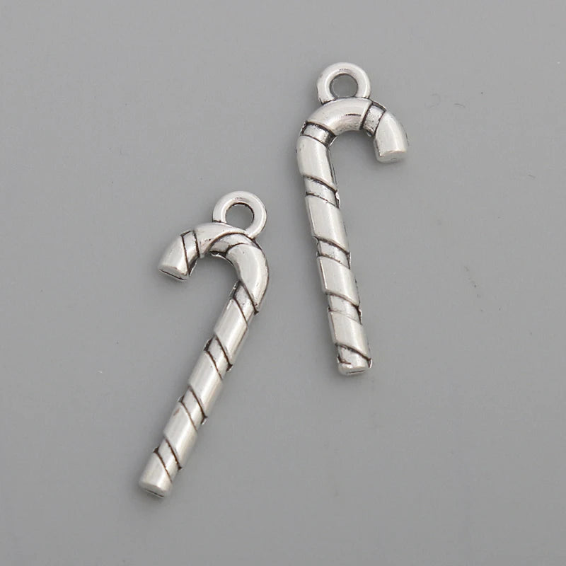 Vintage Christmas Candy Cane Charms 10*26mm 100pcs AAC298