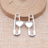 Antique Silver Safety Pin Charms 12*31mm AAC762