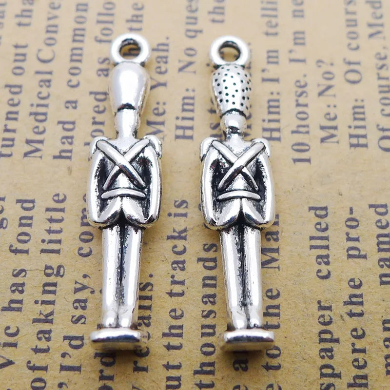 Antique Silver Metal Soldier Kids Charms 100pcs