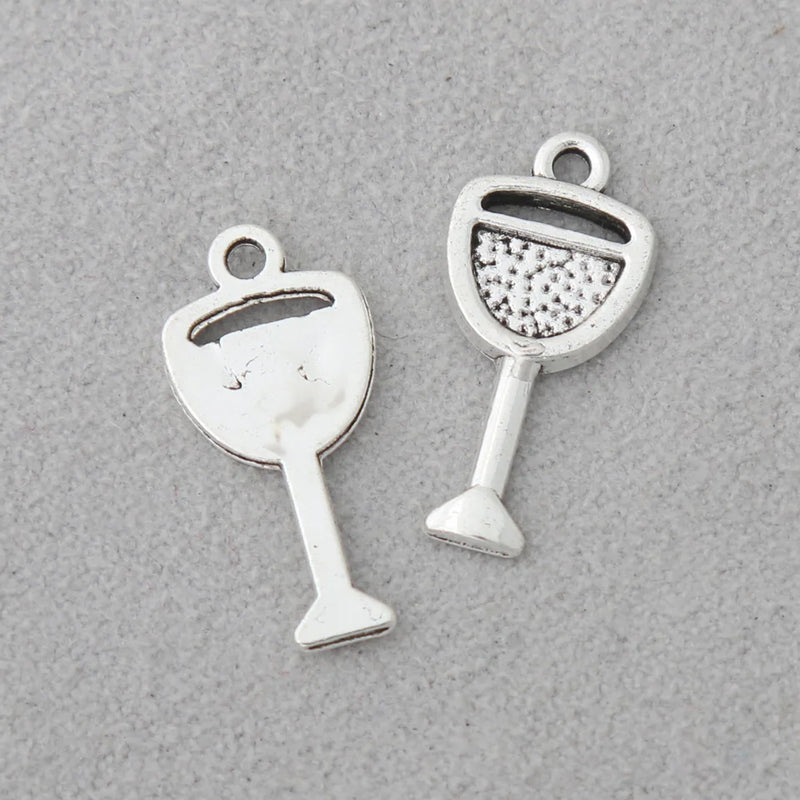 Antique Silver Tableware Charms Wine Glass DIY Jewelry Charms