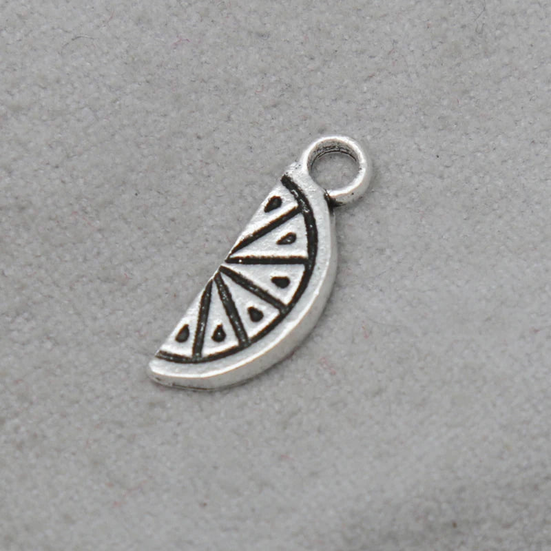 Antique Silver Lemon Alloy Fruit Charms 6*7mm 100pcs