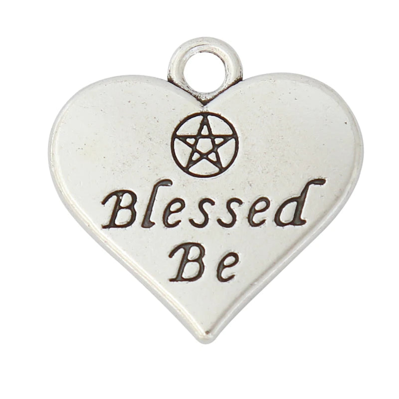 20pcs Alloy Blessed Be Heart Charms 19*20mm AAC447