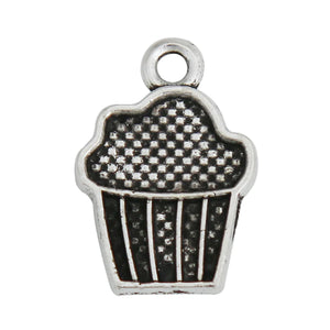 30pcs Alloy Silver Cake Charms Wedding Party 11*16mm