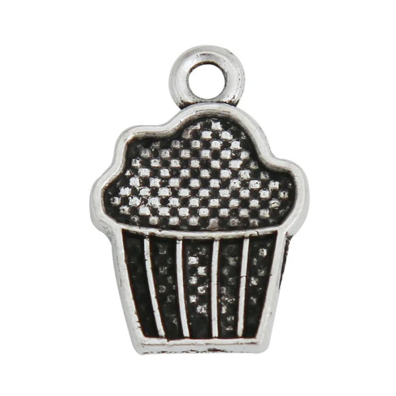 30pcs Alloy Silver Cake Charms Wedding Party 11*16mm