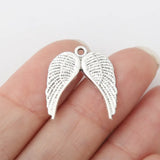 Alloy Angel Wing Pendant Charms 19*21mm 100pcs