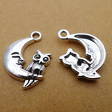 Alloy Owl & Moon Charms 15*20mm 100pcs AAC547