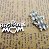 Antique Silver Baseball Mom Letter Charms 16*26mm 50pcs AAC346