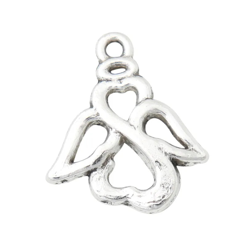 Alloy Antique Silver Hollow Angel Charms 17*20mm 100pcs