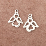 Alloy Antique Silver Hollow Angel Charms 17*20mm 100pcs